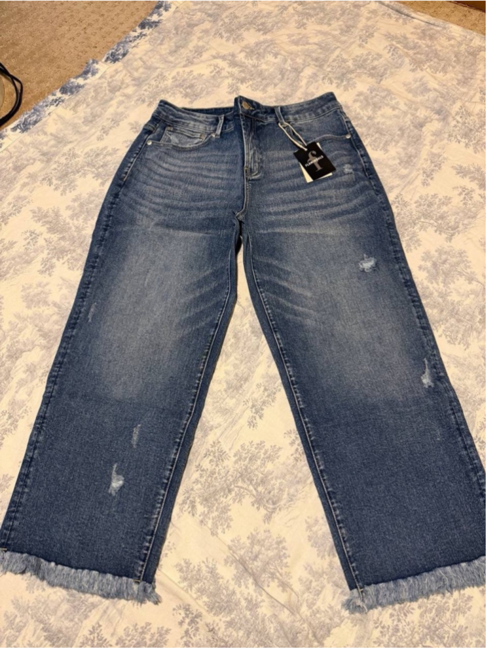 Flamingals Mid Rise Straight Leg Cropped Jeans XL